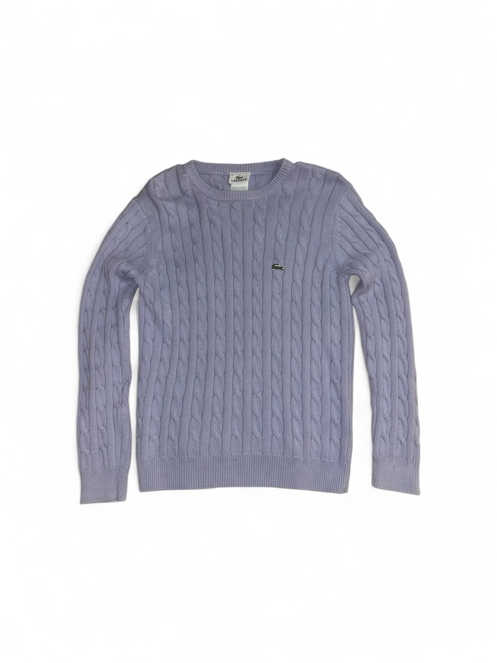 Lacoste Women’s Cable Knit Crewneck Sweater - Light Lavender